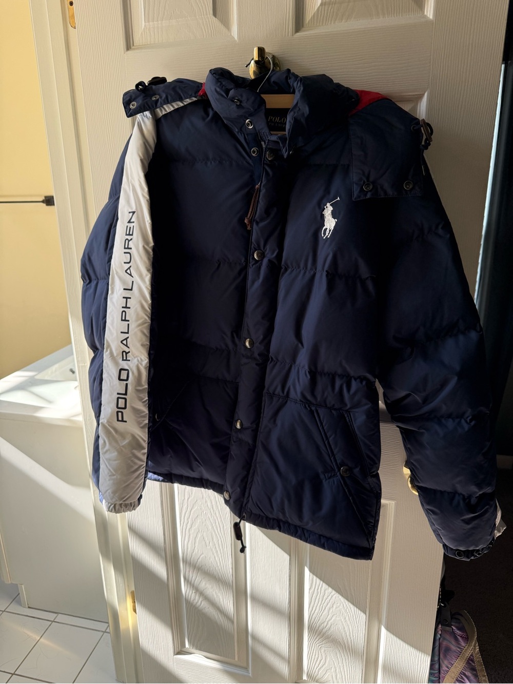 Polo by Ralph Lauren Navy Puffer Jacket with White Logo